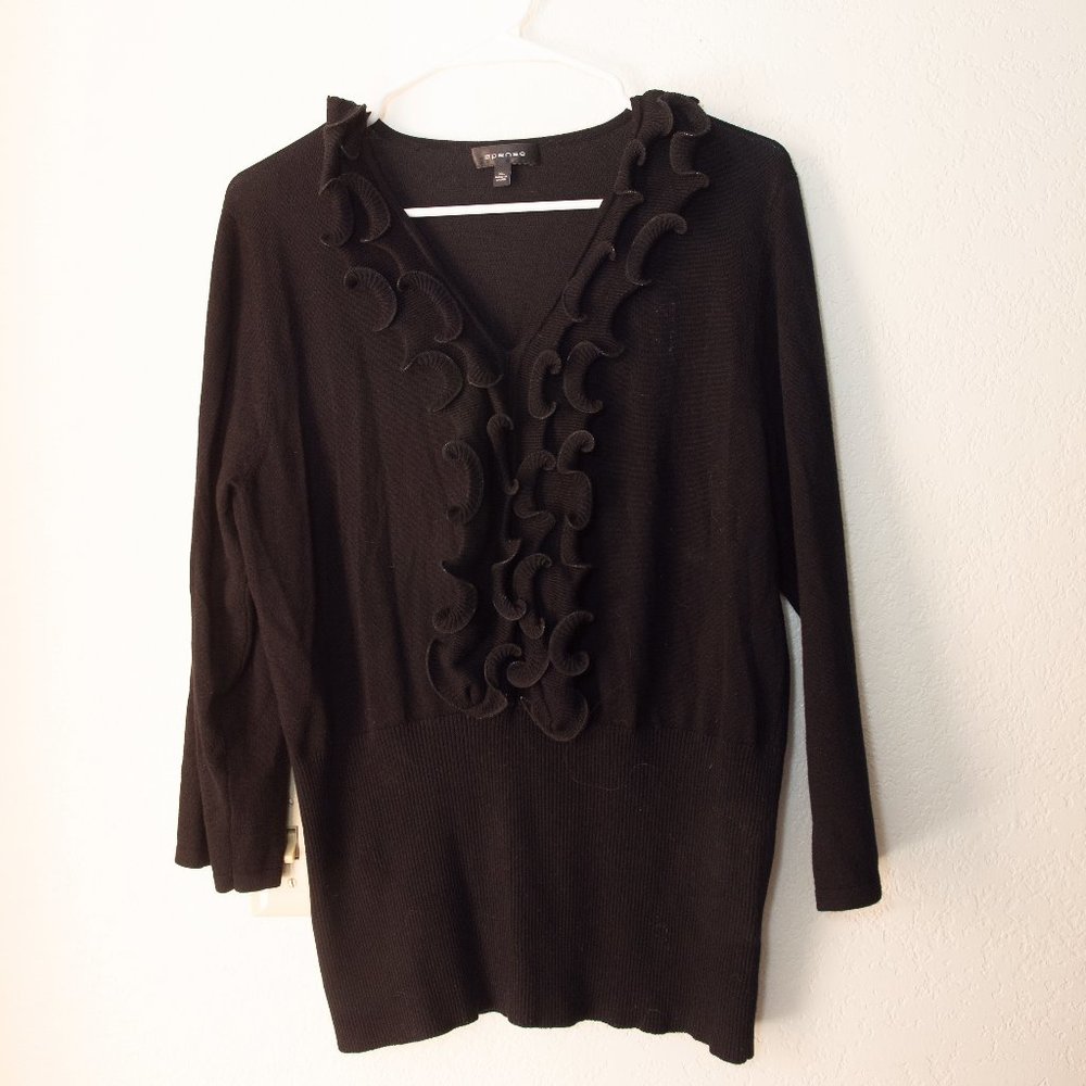 Spense Elegant Sweater with Frill Design in front, good condition, black, XL